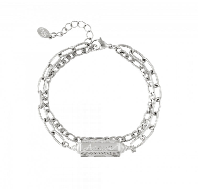 Stainless steel armband Amour Silver