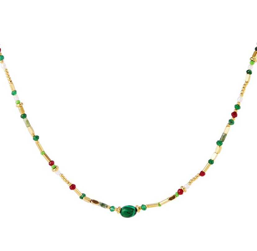 Trendy kralenketting van Stainless steel “green”