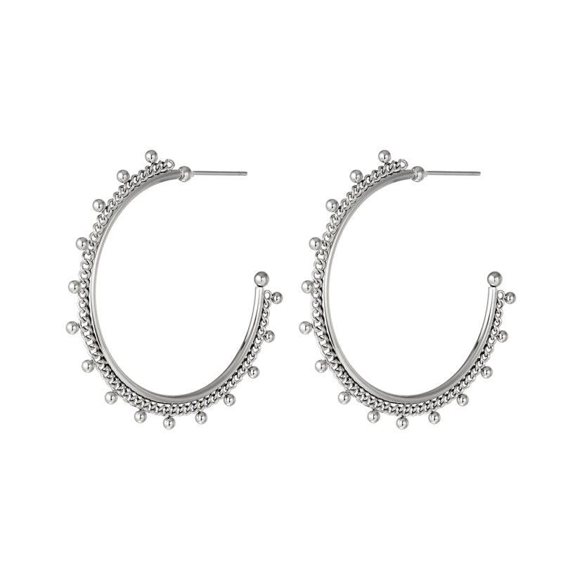 Mooie Stainless steel hoop oorbellen “Silver”