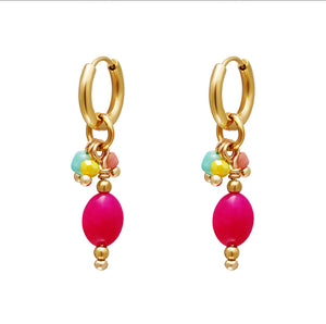 Stainless steel oorbellen “fuchsia”