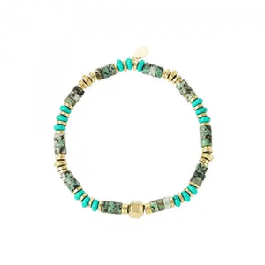 Stainless steel kralenarmband met natuursteen “Brigit turquoise”