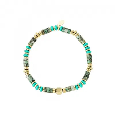 Stainless steel kralenarmband met natuursteen “Brigit turquoise”