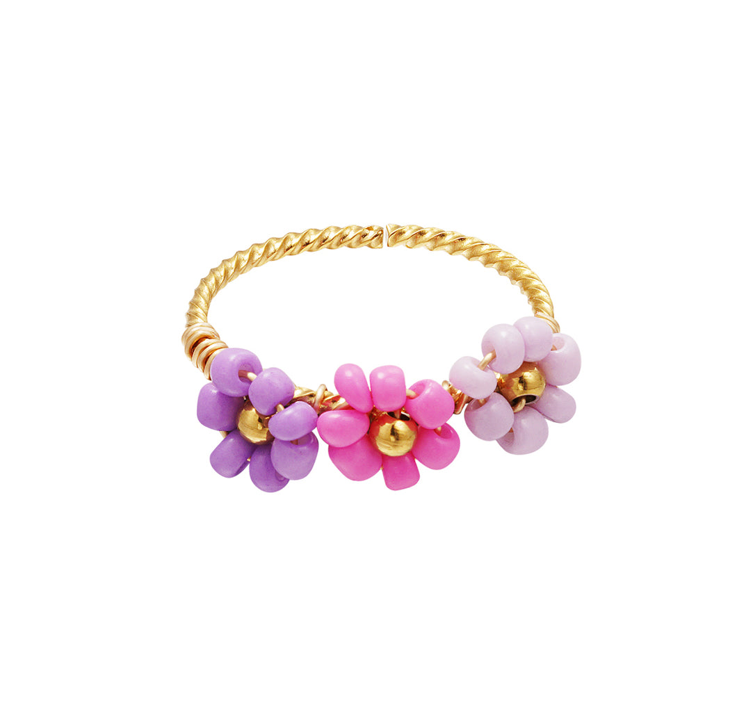 Stainless steel verstelbare ring met flower “pink”