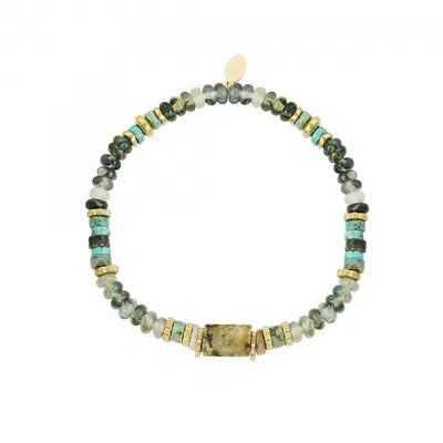 Stainless steel kralenarmband met natuursteen “turquoise”