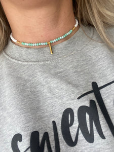 Mooie kralenketting met facetkralen “Minty”