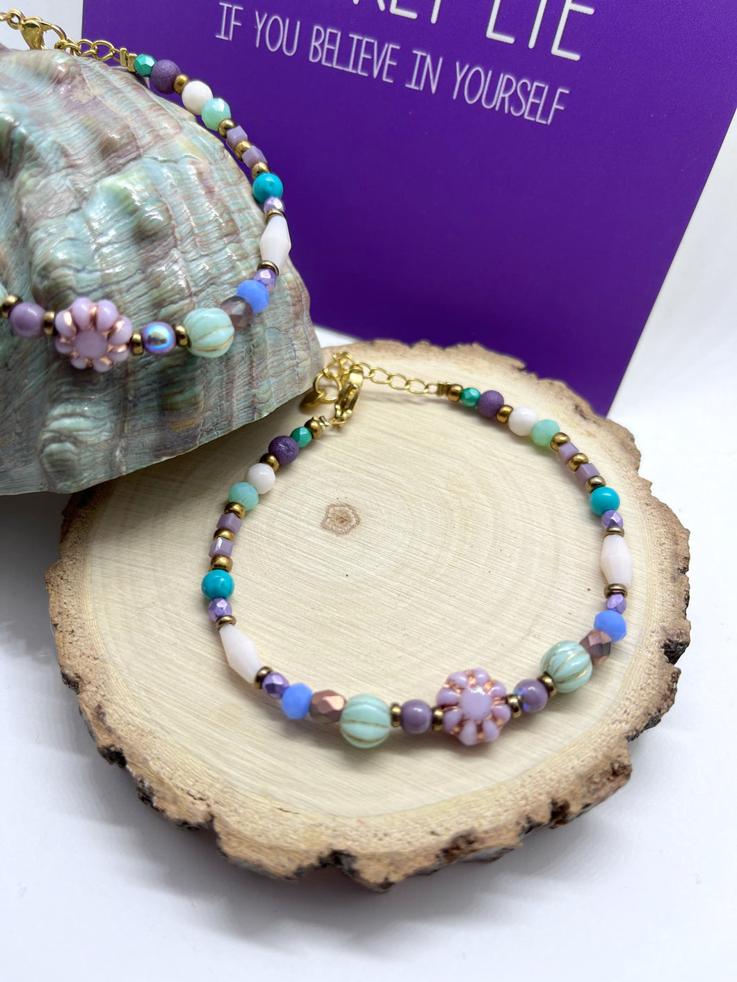 Kralenarmband pastel “purple mint”