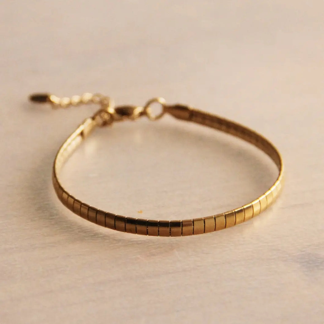 Stainless steel tila armband goud