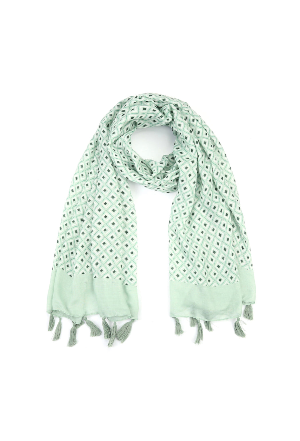 Shawl met fringes “mintgroen”