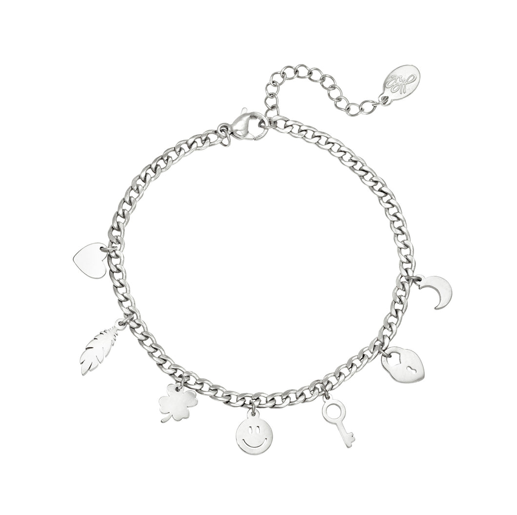 Stainless steel armband met smiley “Silver”