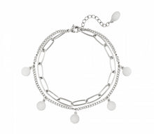 Load image into Gallery viewer, Dubbele armband chain en muntjes “Silver”
