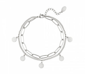 Dubbele armband chain en muntjes “Silver”