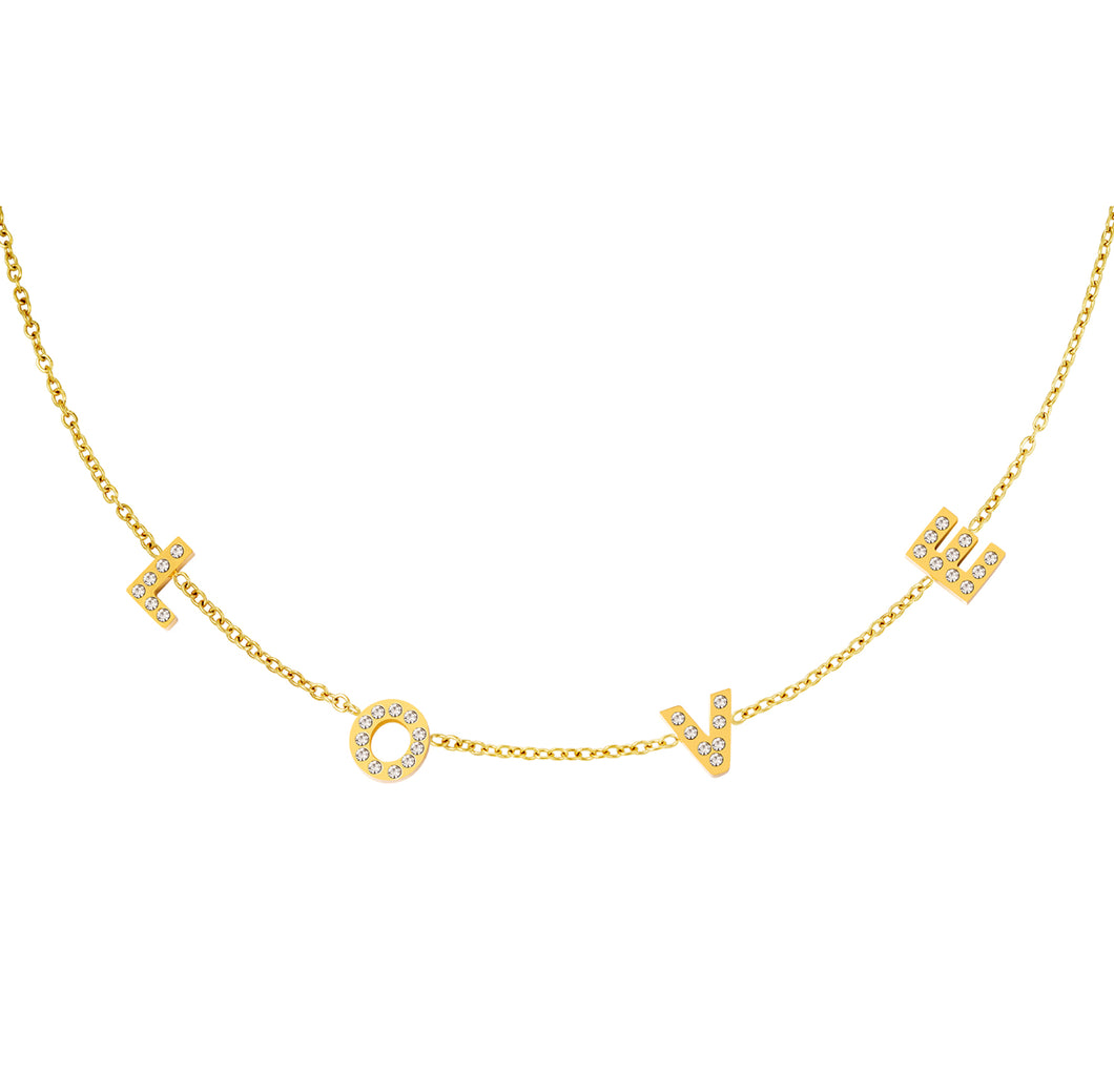 Stainless steel ketting LOVE “gold”