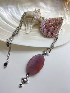 Prachtige edelsteen ketting met Roze Amethyst