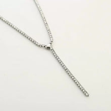 Afbeelding in Gallery-weergave laden, Stainless steel ketting in Y-vorm met zirkonia en hart “Silver”
