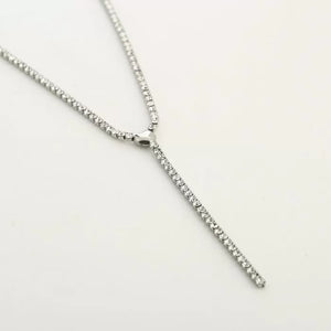 Stainless steel ketting in Y-vorm met zirkonia en hart “Silver”