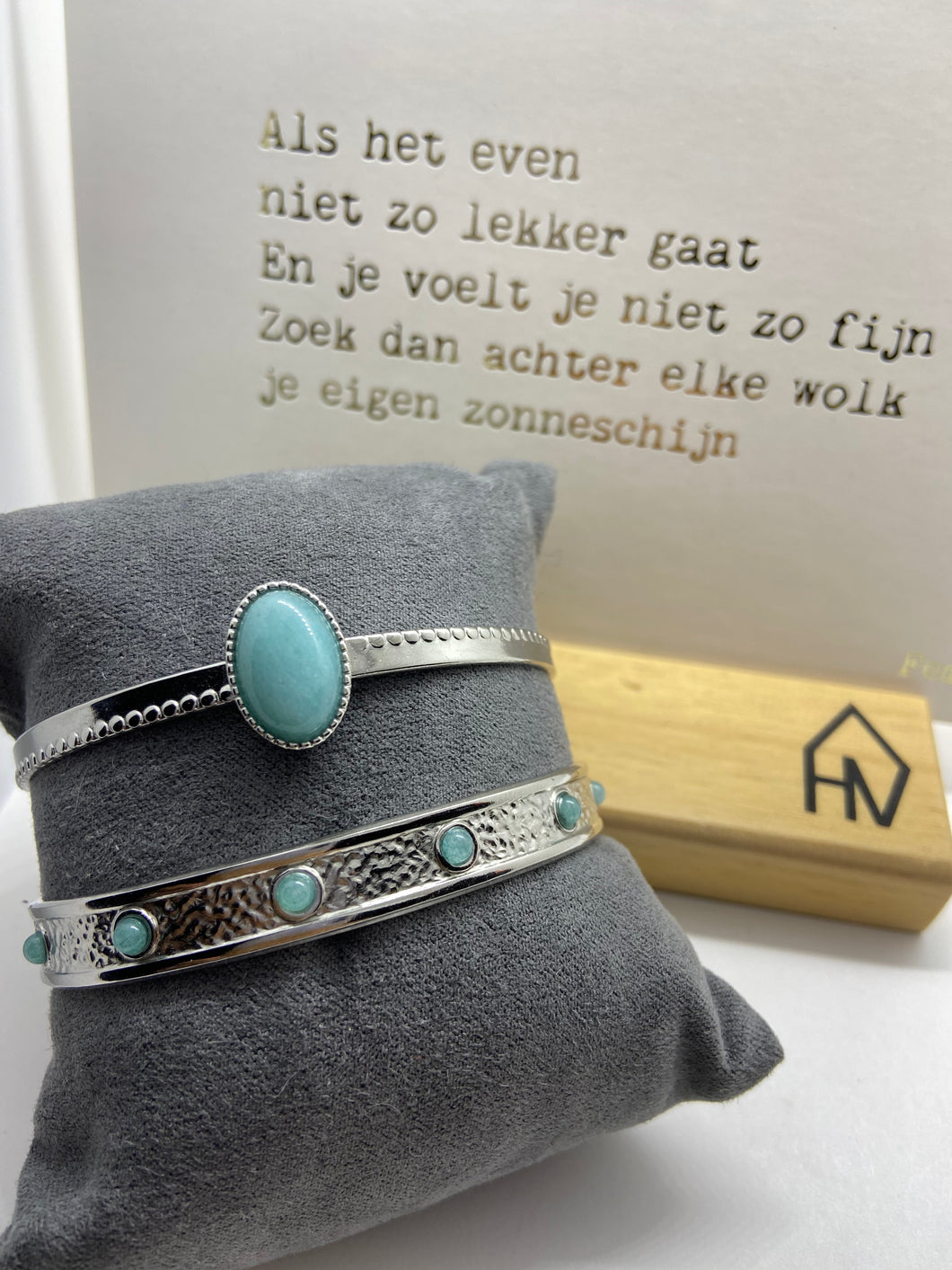 Mooie Stainless steel armband met Amazoniet