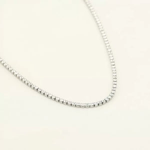 Fijne Stainless steel strass ketting met zirkonia