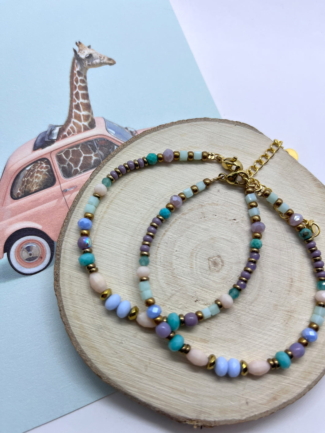Pastelkleurige kralenarmband “chopper”