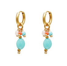 Load image into Gallery viewer, Stainless steel turquoise ovale oorbellen

