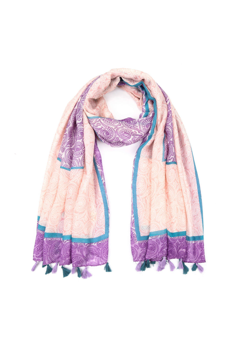 Shawl met franjes “salmon/lila”