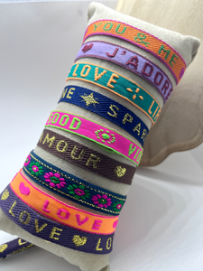 Lint met Stainless steel schuifkraal “Good vibes”