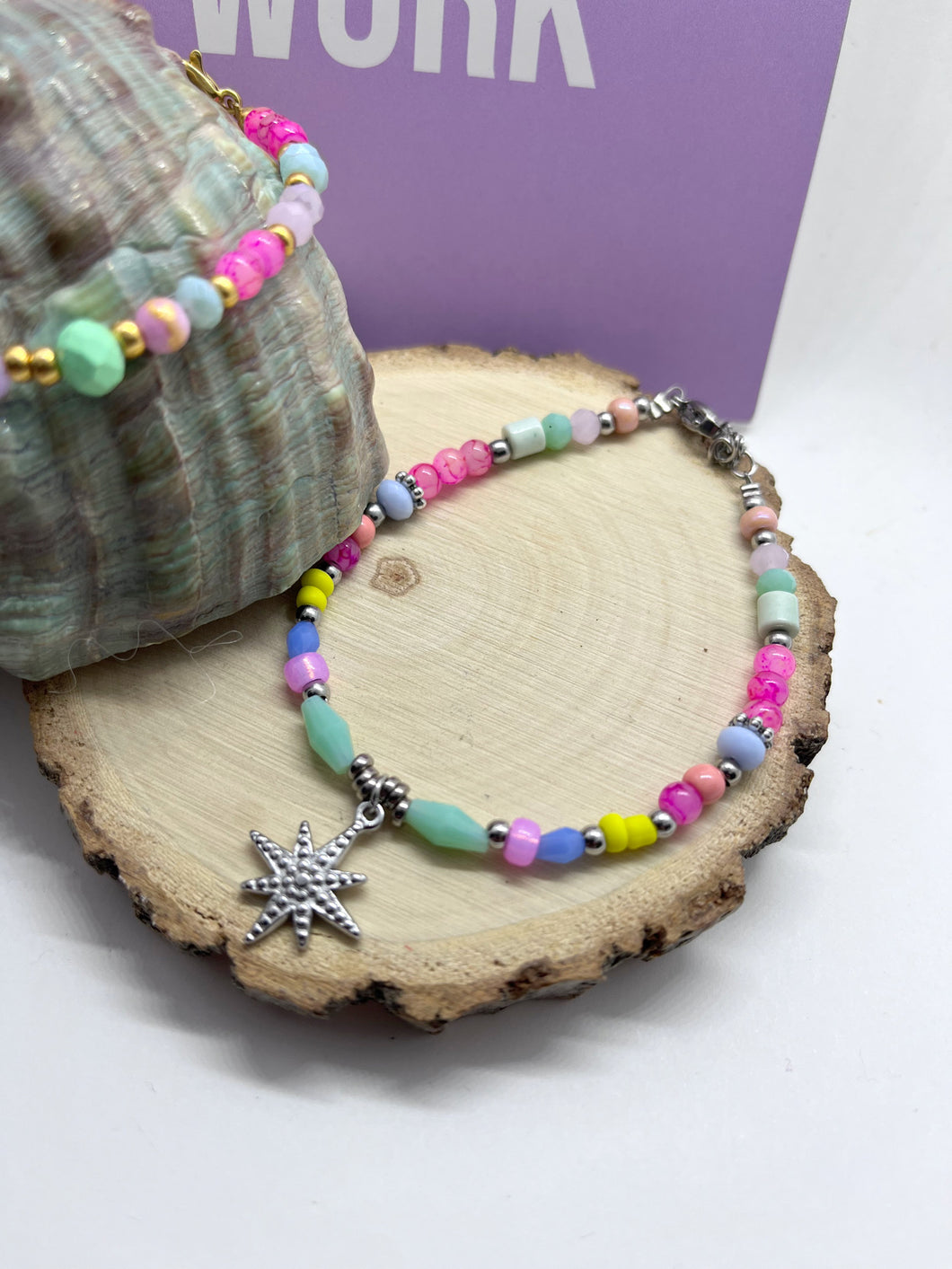 Kralenarmband met pasteltinten “Silver star”