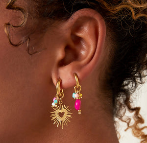 Stainless steel oorbellen hearts “pink”