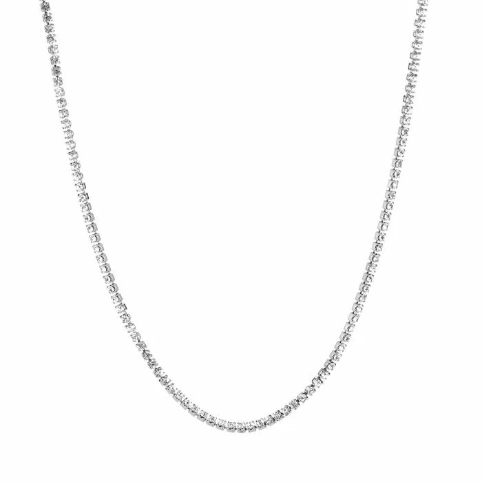 Fijne Stainless steel strass ketting met zirkonia