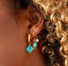 Load image into Gallery viewer, Stainless steel turquoise ovale oorbellen
